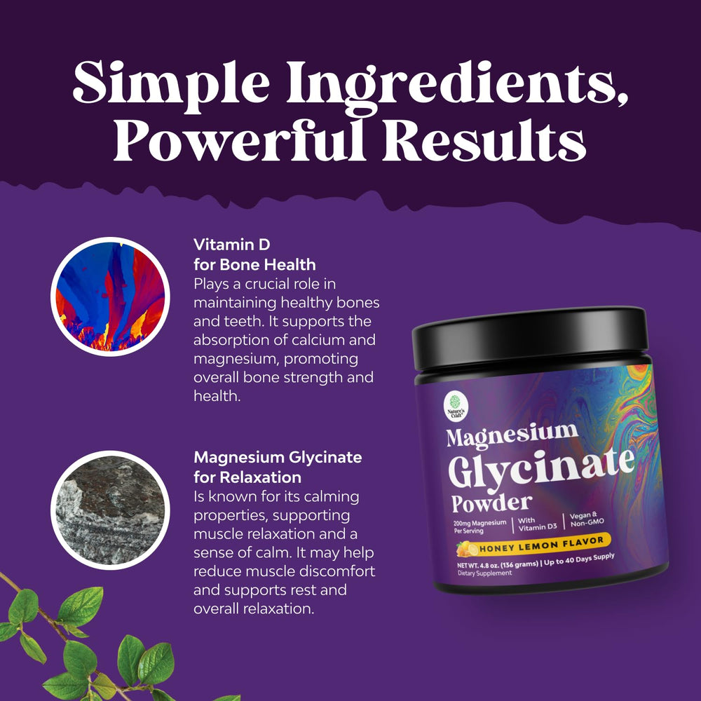Natures Craft clean label packaging and product branding on the magnesium glycinate powder.
