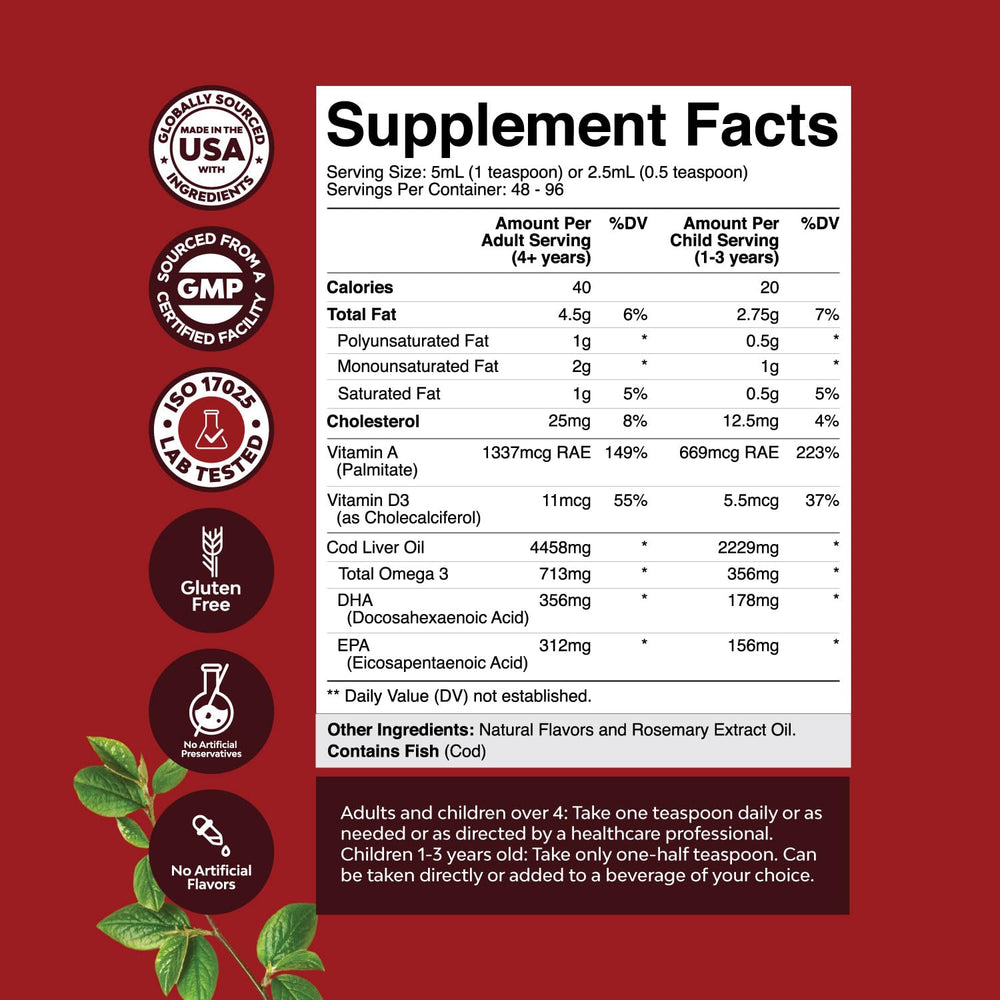 Natures Craft omega-3 EPA/DHA liquid drops close-up promoting brain and vision health.