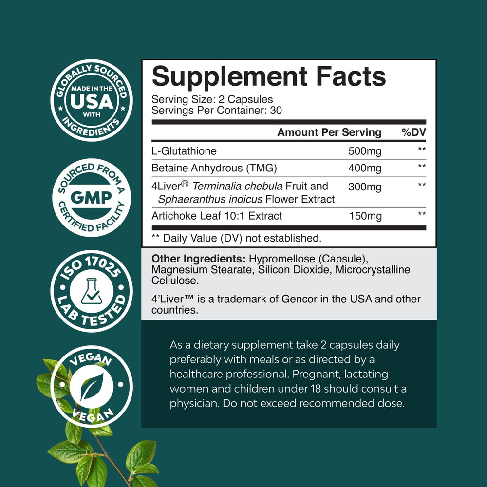 Natures Craft Pro Liver Support label close-up highlighting the clinically studied blend.