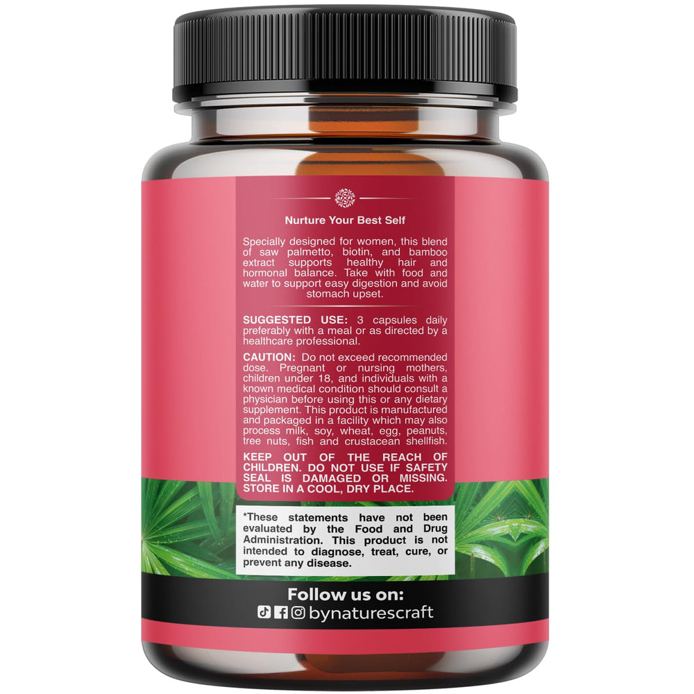 Natures Craft saw palmetto capsules 180 count for convenient daily hair support