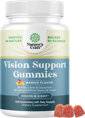 Natures Craft Vision Support Gummies bottle view highlighting convenient eye health support