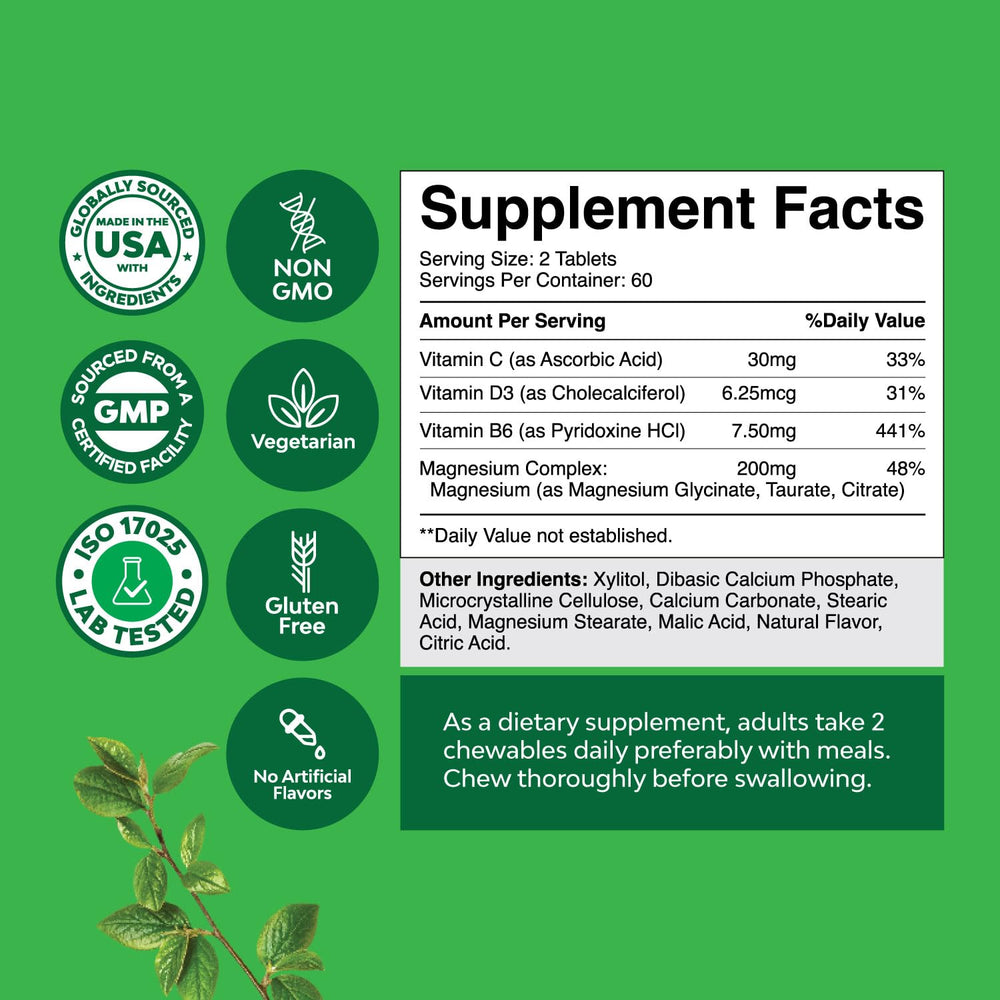 Natures Craft vitamin D3 B6 C complex label highlights added nutrients