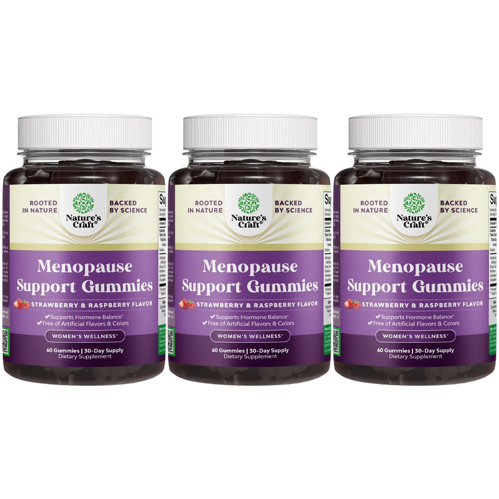 Nature's Craft Women's Menopause Gummies with Dong Quai bottle displayed for potential hot flash support.