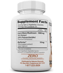 Natures Elements Lion’s Mane with BioPerine bottle highlighting absorption