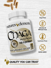 Made in USA in cgmp facilities behind Natures Elements Chaga