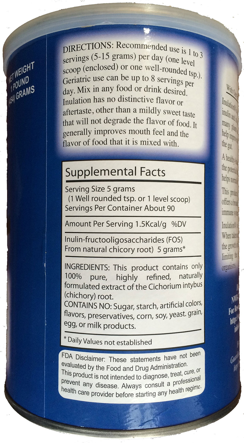 Nature's Formula Inulation powder close-up shows chicory root inulin texture for digestion