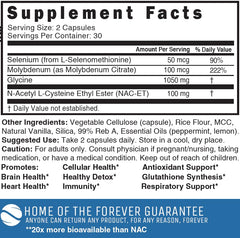 Nature's Fusions Neuro NACET capsules close-up showing serving size