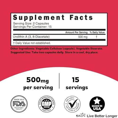 Nature's Fusions Nutri Urolithin A capsule being poured for daily routine.