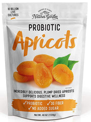 Nature's Garden Probiotic Apricots pack front, ideal on-the-go snack