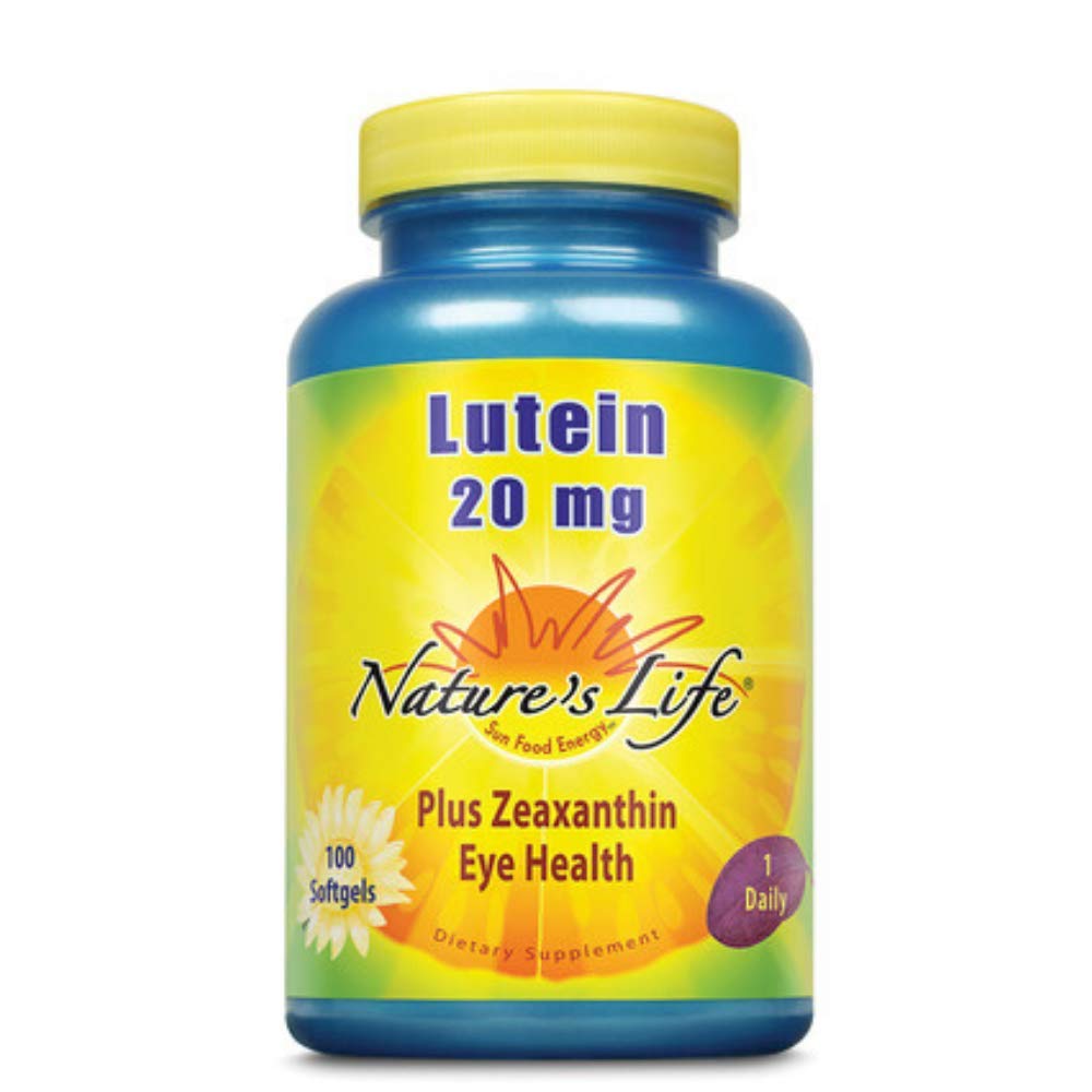 Nature's Life Lutein 20 mg bottle front view for eye health support