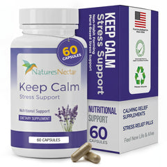 Nature's Nectar Anxiety Capsules beside the bottle promote daytime calm