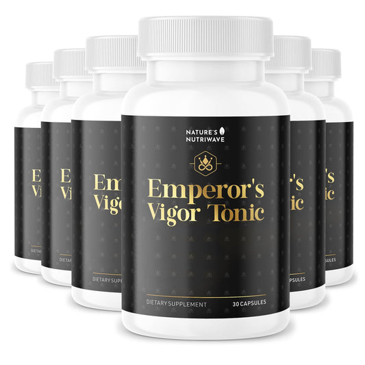 Nature’s NutriWave Emperor’s Vigor tonic bottle shows premium herbal blend for daily wellness.