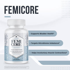 Nature’s NutriWave FemiCore capsule displaying probiotic blend for everyday wellness.