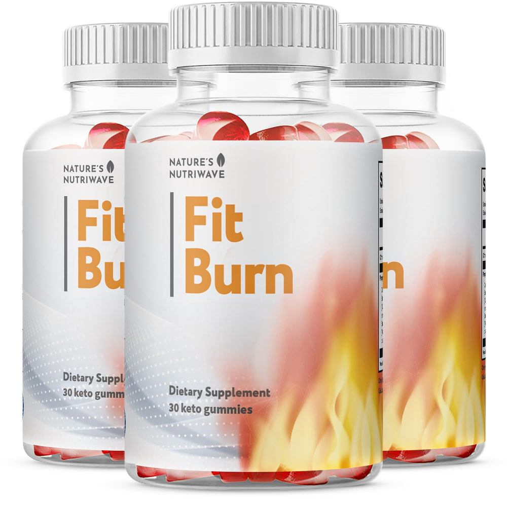 Nature’s NutriWave Fit Burn bottle close-up, a tasty daily supplement for wellness.