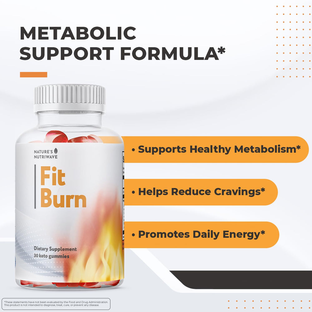 Nature’s NutriWave Fit Burn gummies pack, convenient 30-day supply for on-the-go support.