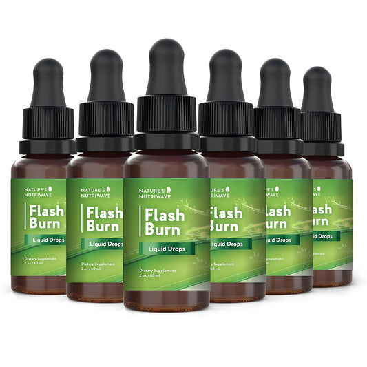 Nature’s NutriWave Flash Burn bottle showing plant-based liquid for daily energy support
