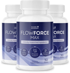 Nature’s NutriWave FlowForceMax bottle front shows the plant-based formula for daily wellness.