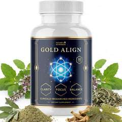 Nature’s NutriWave Gold Align capsules close-up highlighting herbal blend for daily wellness.