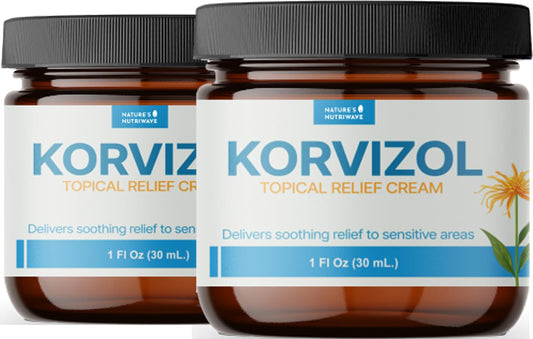 Nature's NutriWave Korvizol Comfort Cream tube for daily cooling relief.
