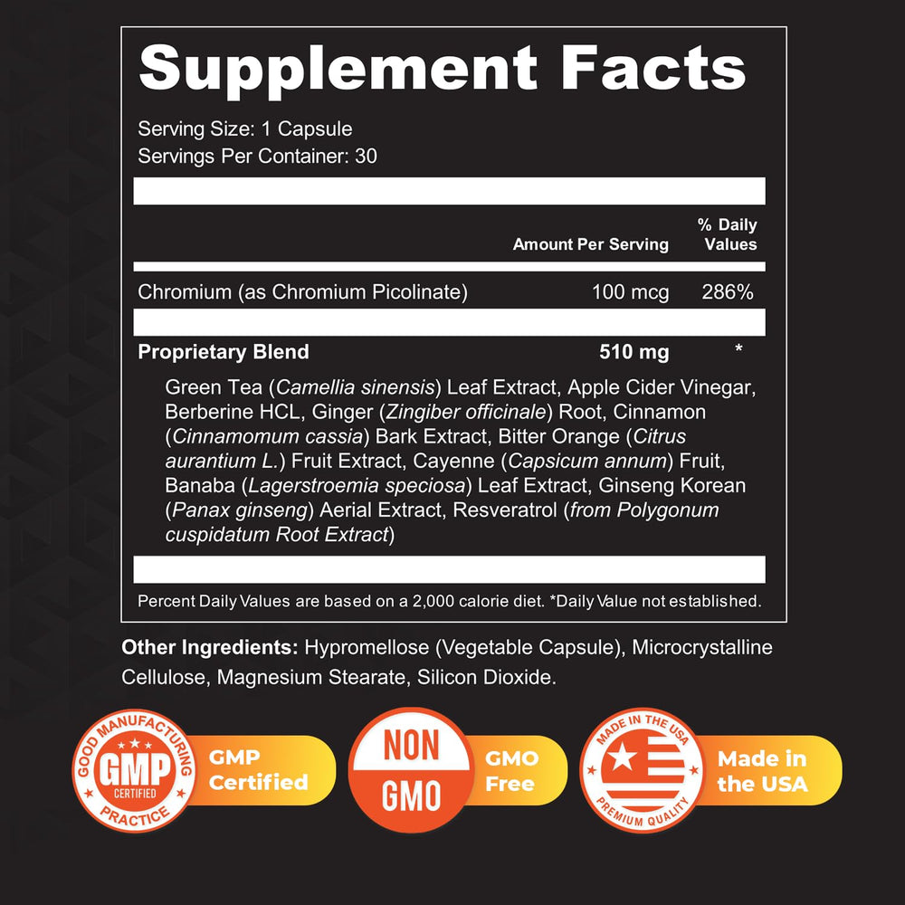Laellium ingredients label detail featuring apple cider vinegar and berberine.