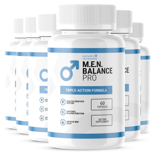 Nature’s NutriWave Men Balance Pro bottle with plant-based capsules for daily vitality