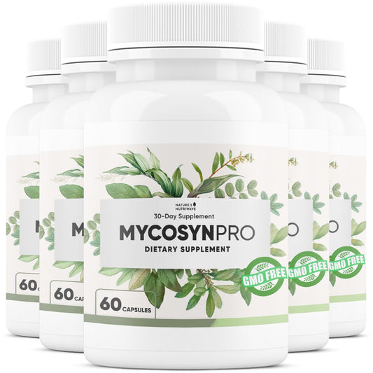 Nature's NutriWave Mycosyn Pro bottle on a clean surface, supports daily wellness