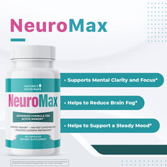 NeuroMax capsules shown for easy, stimulant-free daily use.
