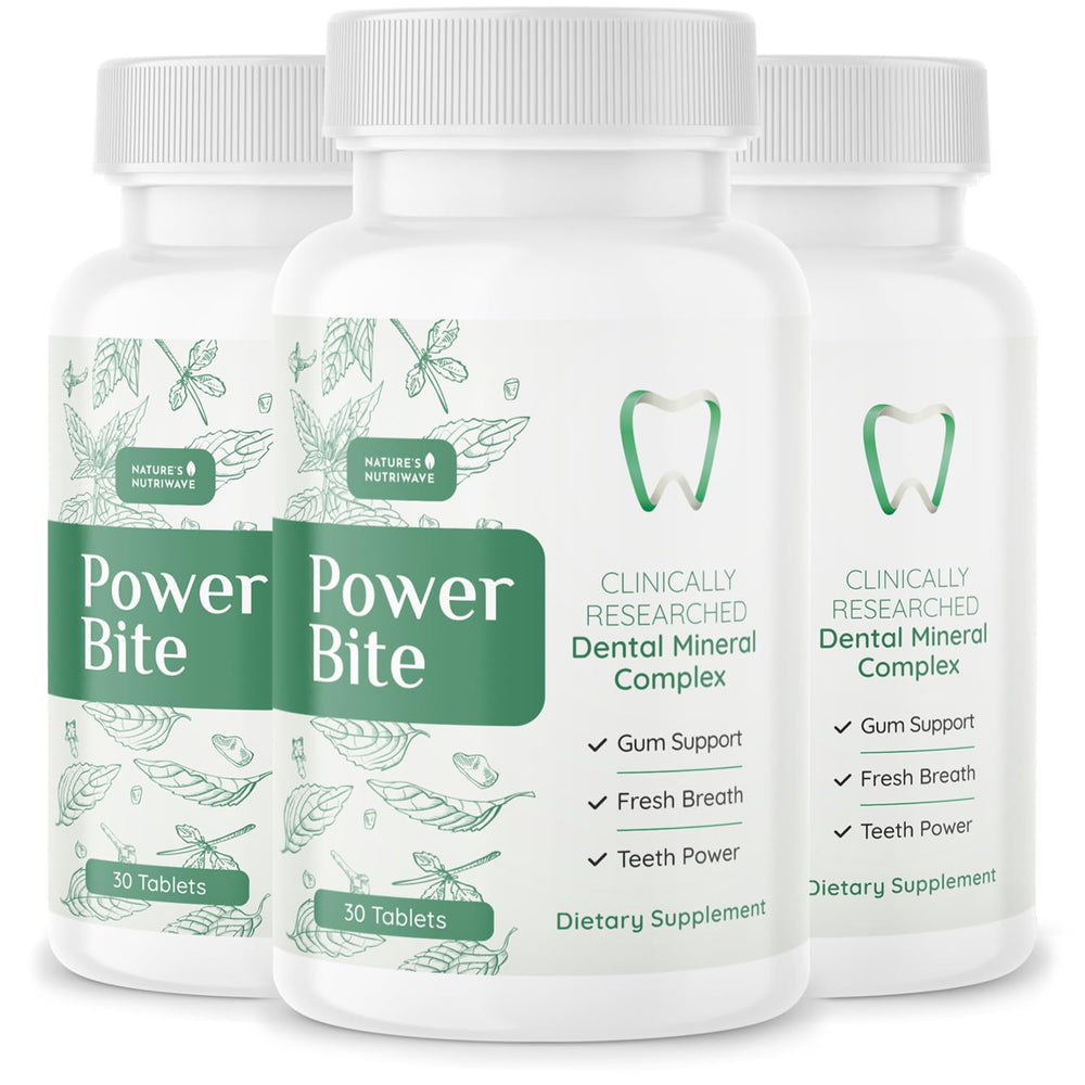 Nature's NutriWave Power Bite tablets packaging, convenient nightly routine for on-the-go use.