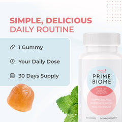 Nature's NutriWave PrimeBiome gummies natural flavor close-up.