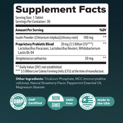 Synaptigen ingredients panel highlighting inulin powder and probiotic strains