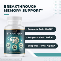 Nature’s NutriWave Synaptigen tablet demonstrates easy daily intake.