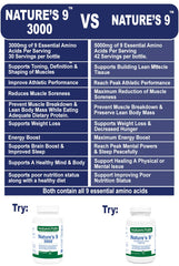 Nature's Path Nutraceuticals Nature's 9 3000 ingredients panel shows freeform EAAs