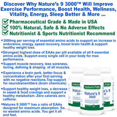 Nature's Path Nutraceuticals Nature's 9 3000 tablets closeup emphasizes 1000 mg per pill
