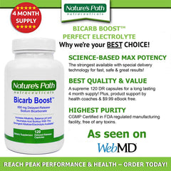 Hero shot of Nature's Path Sodium Bicarbonate 650 mg tablets and bottle