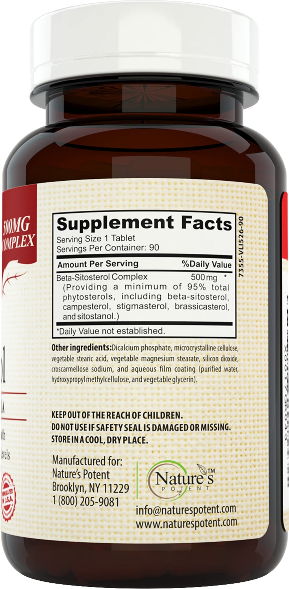 Close-up of Nature's Potent Beta Sitosterol capsules for daily balance.