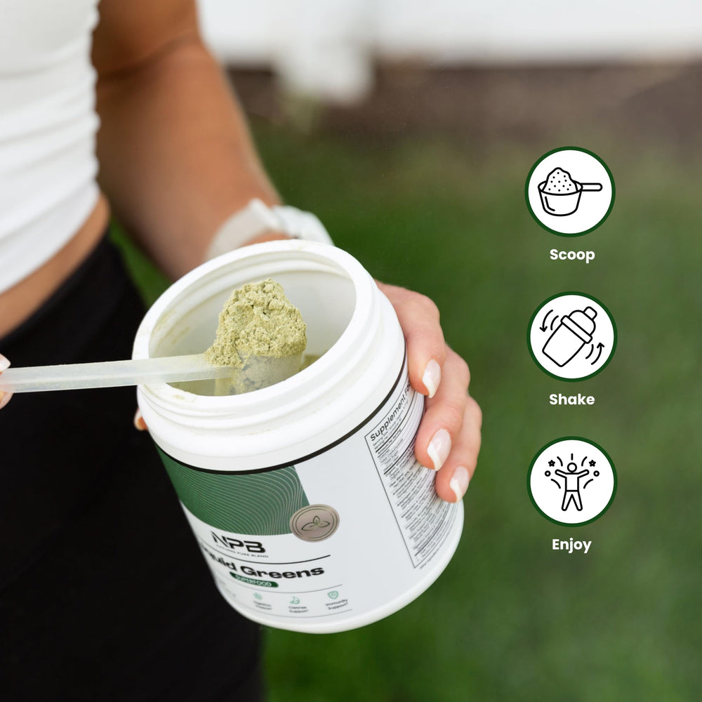 Nature's Pure Blend Matcha Berry flavor scoop ready for easy mix.
