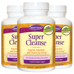 Nature's Secret Super Cleanse bottle label highlighting detox and daily use