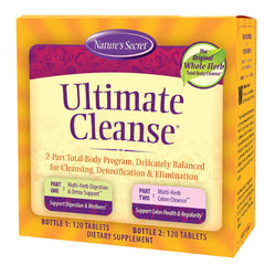 Nature's Secret Ultimate Cleanse digestion bottle shows the herbal blend for digestive support.