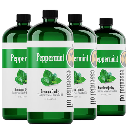 Natures-Star peppermint oil 4-pack bottles with dispenser cap ideal for easy aromatherapy and DIY blends.