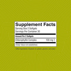 Chlorophyll bottle with serving suggesting internal deodorant potential.