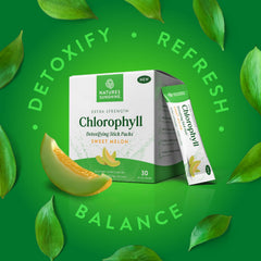Close-up of natural ingredients and prebiotic fiber in Nature's Sunshine chlorophyll sticks.