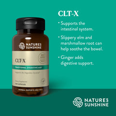 Nature's Sunshine CLT-X marshmallow root, gentle soothing for delicate mucous membranes.