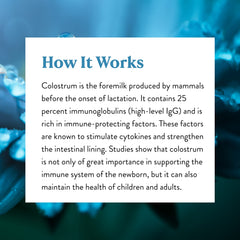 Nature's Sunshine Colostrum digestive health graphic emphasizes gut lining protection