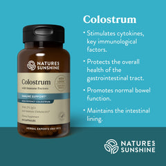 Nature's Sunshine Colostrum label close-up highlights ingredients