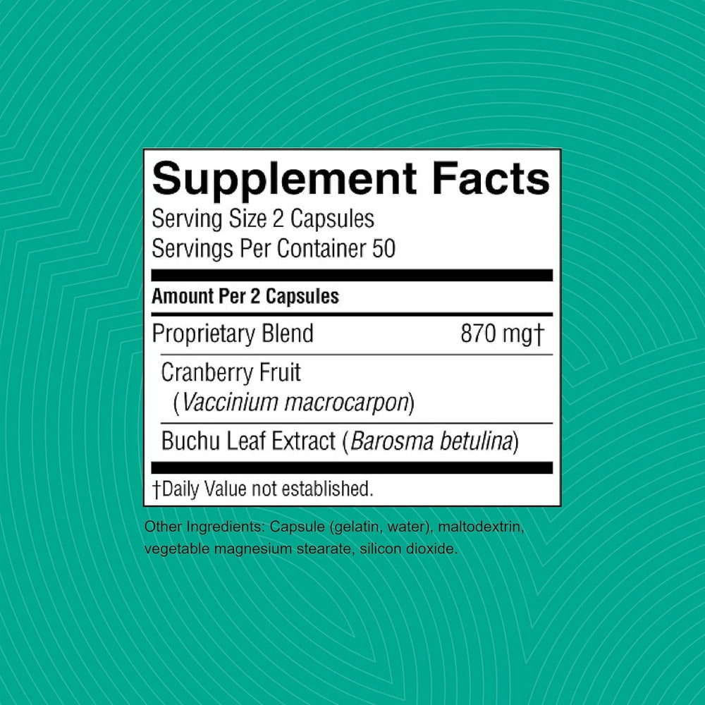 Nature's Sunshine Cranberry and Buchu capsules in hand for daily use.