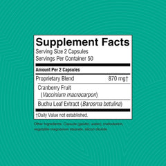 Nature's Sunshine Cranberry and Buchu capsules in hand for daily use.