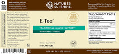 Nature's Sunshine E-Tea Capsules ingredients list highlights herbal blend