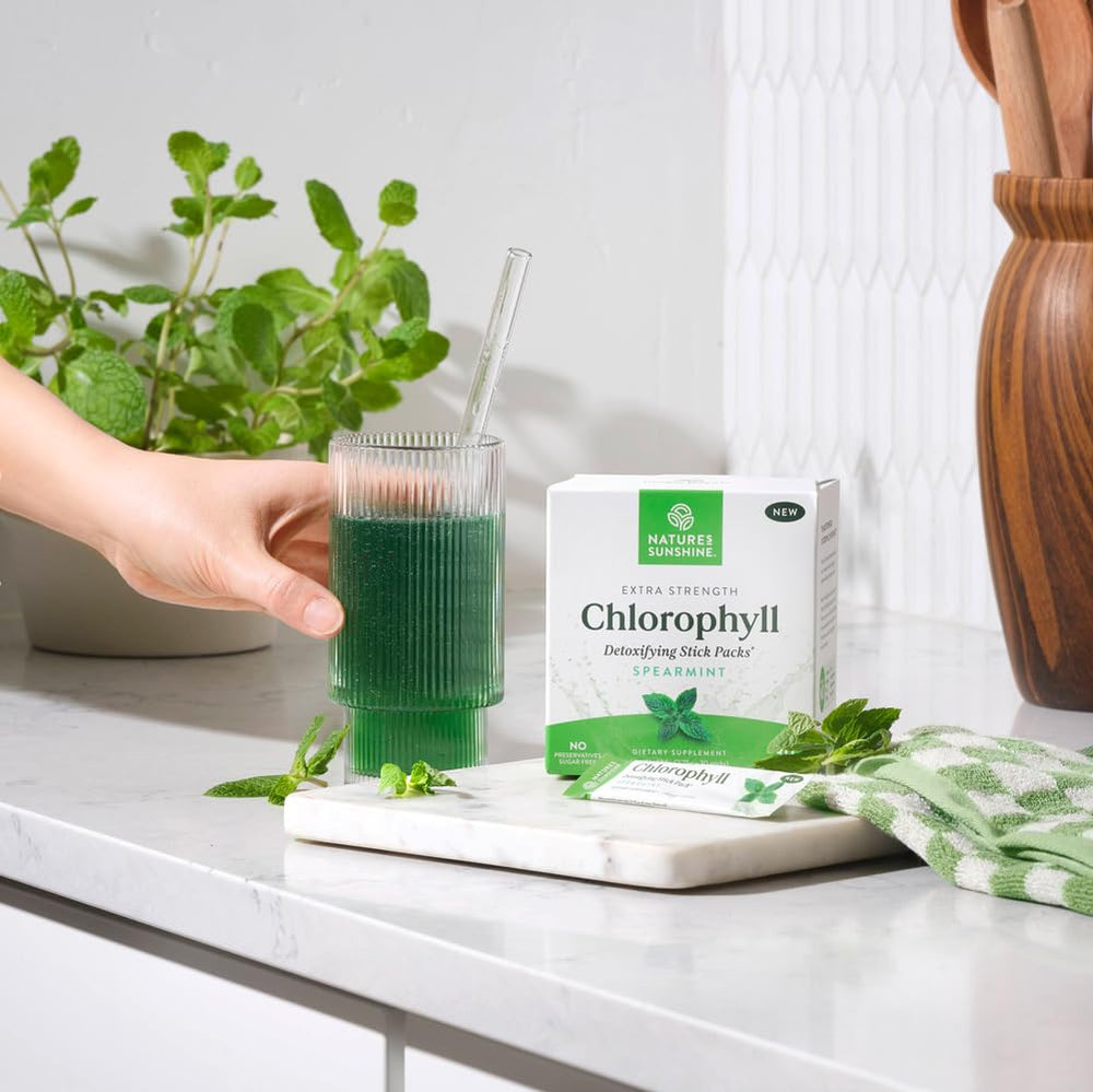 Eco-friendly packaging of Nature's Sunshine chlorophyll sticks