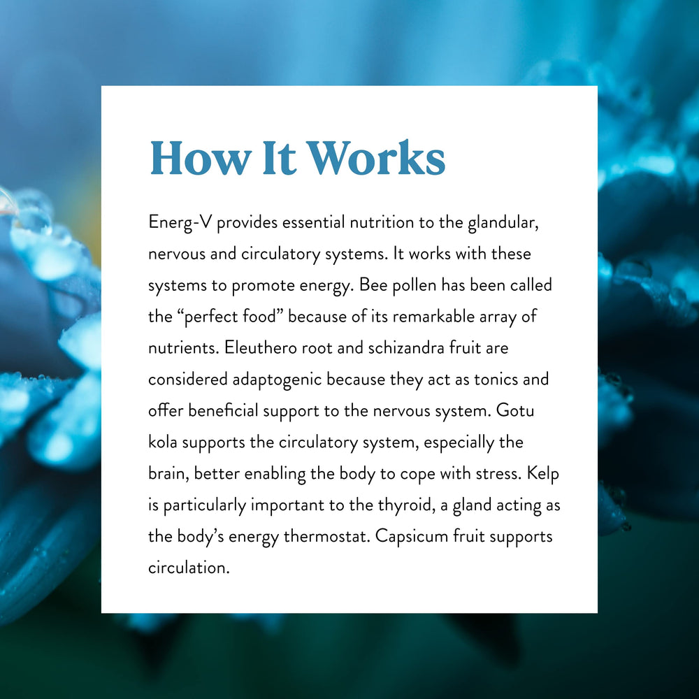 Nature's Sunshine Energ-V packaging box communicates benefits without medical claims.