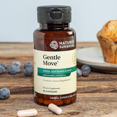 Nature's Sunshine Gentle Move soft stool formula promotes comfortable bowel movements